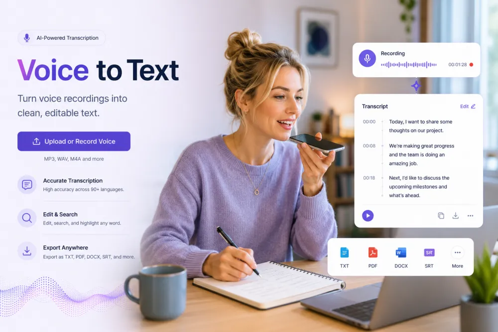 Voice to Text transcript preview